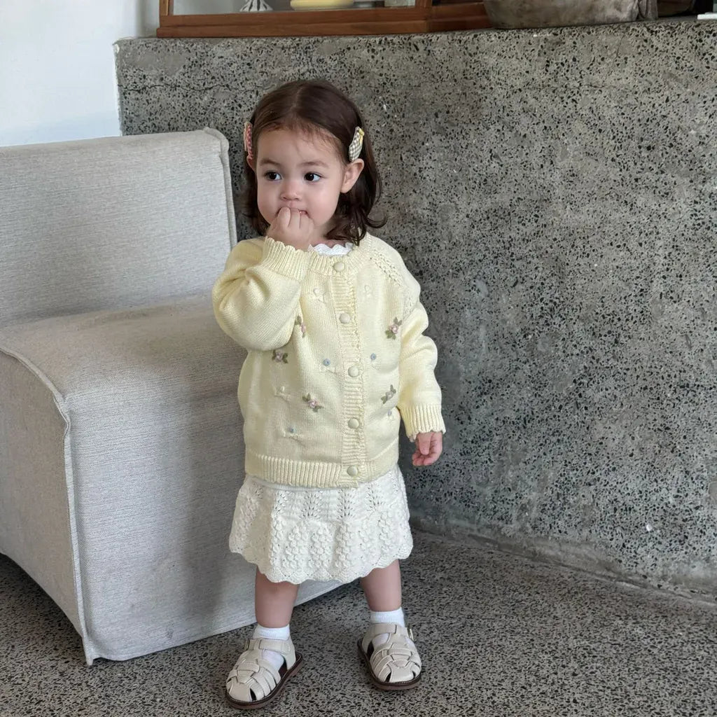 カーディガン・パーカー フラワー刺繍ニットカーディガン【mh0011146】