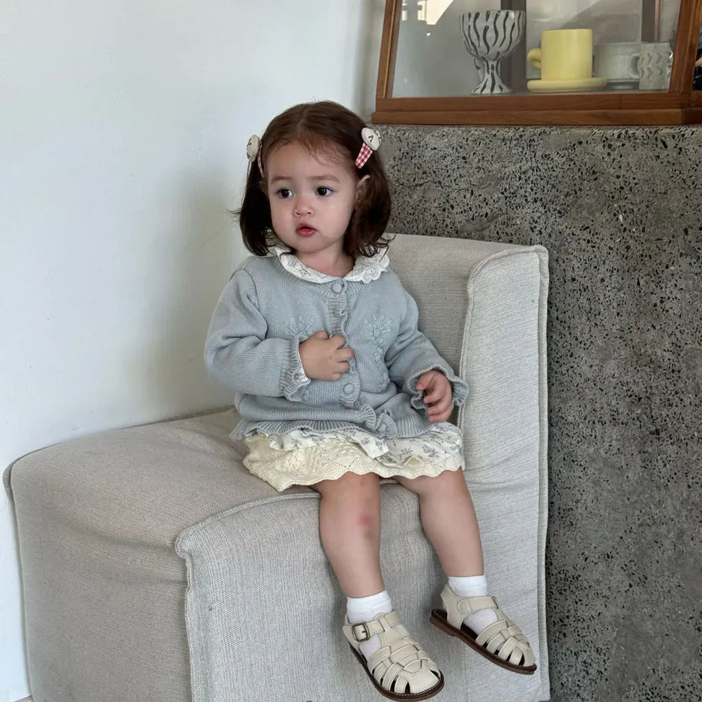 カーディガン・パーカー フラワー刺繍フリルニットカーディガン【mh0011147】