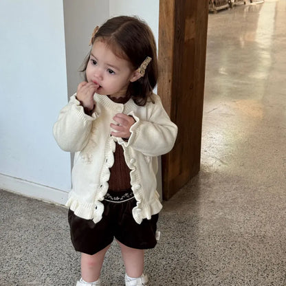 カーディガン・パーカー フラワー刺繍フリルニットカーディガン【mh0011147】