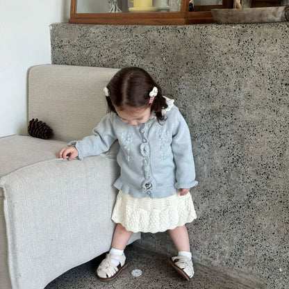 カーディガン・パーカー フラワー刺繍フリルニットカーディガン【mh0011147】