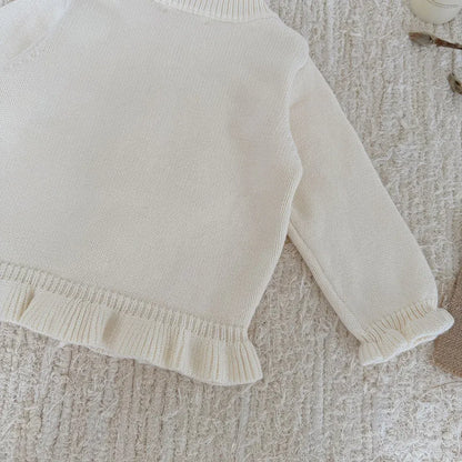 カーディガン・パーカー フラワー刺繍フリルニットカーディガン【mh0011147】