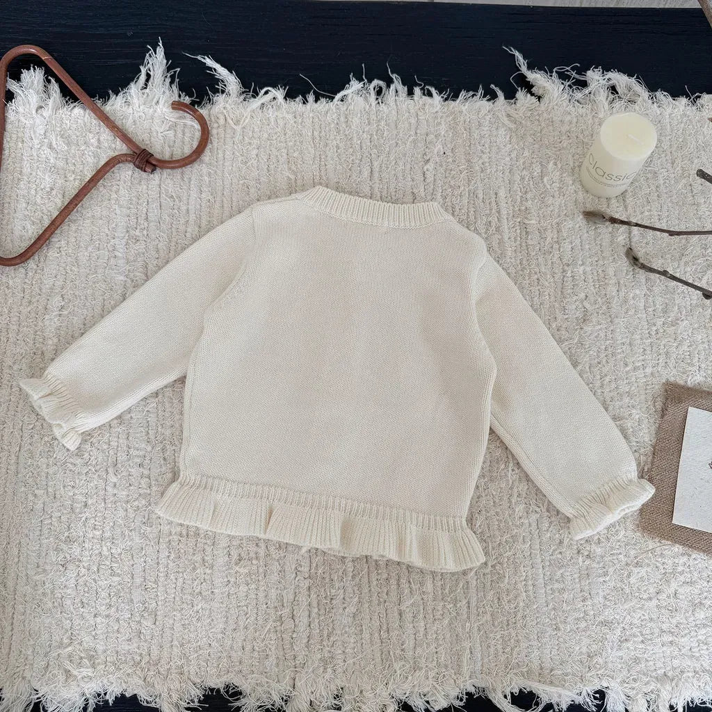 カーディガン・パーカー フラワー刺繍フリルニットカーディガン【mh0011147】