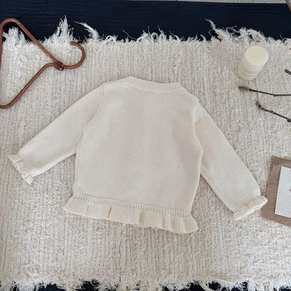 カーディガン・パーカー フラワー刺繍フリルニットカーディガン【mh0011147】