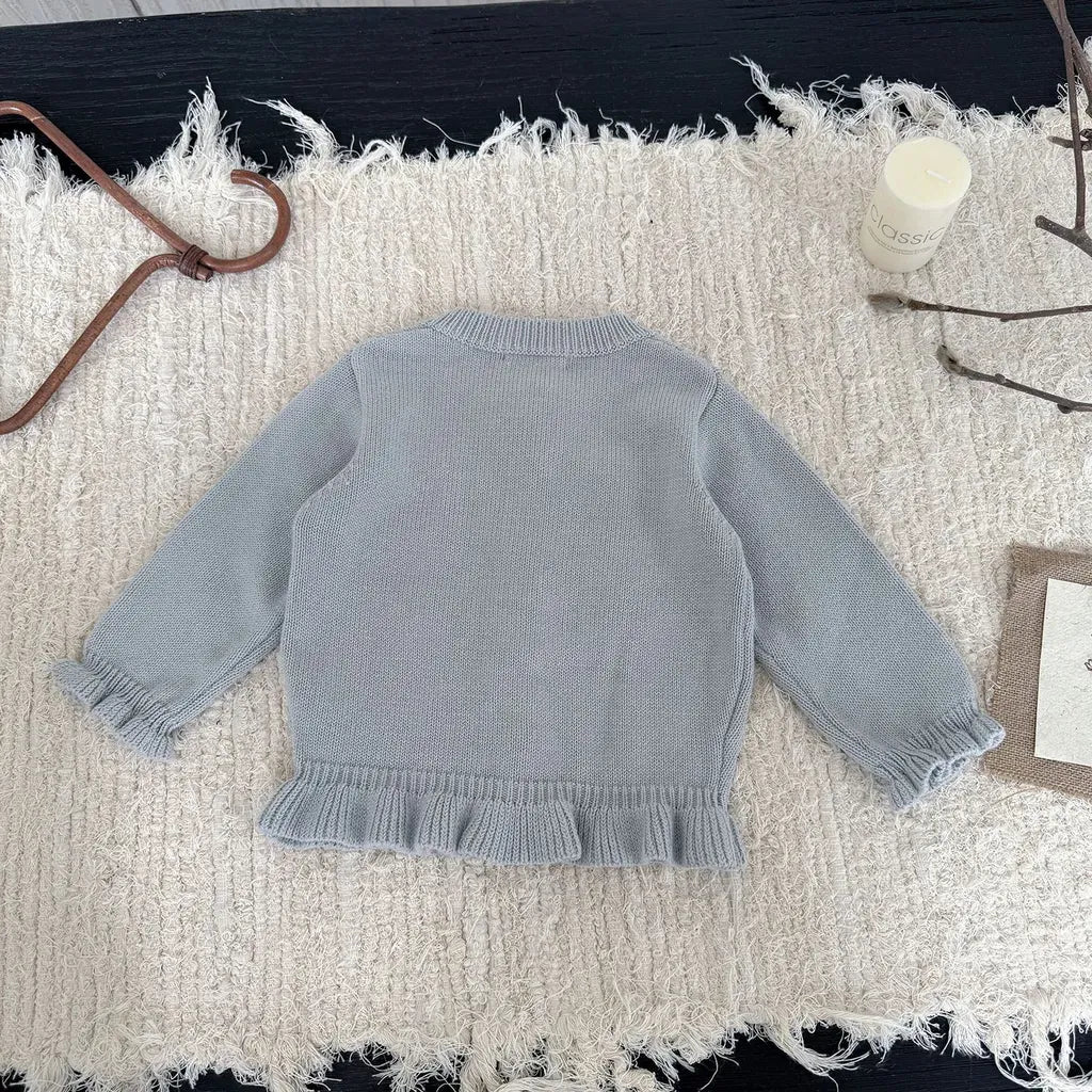 カーディガン・パーカー フラワー刺繍フリルニットカーディガン【mh0011147】