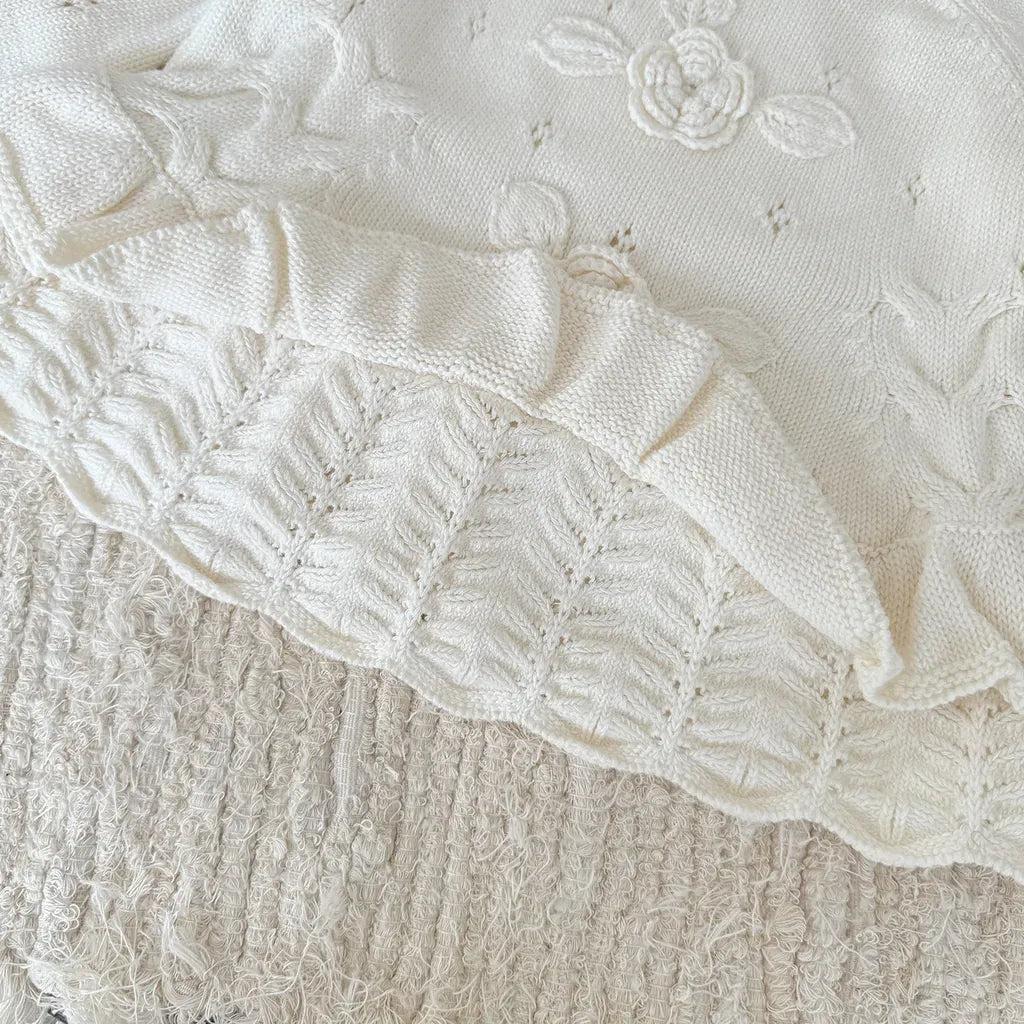 ニット・セーター フラワー刺繍フリルニットプルオーバー【mh0011148】