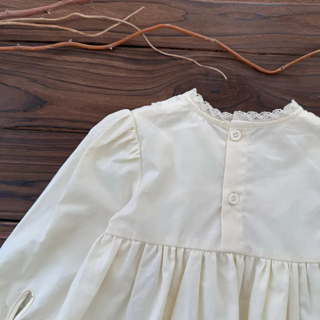 長袖シャツ・ブラウス ギャザー切り替え刺繍レース長袖ブラウス【mh0011151】