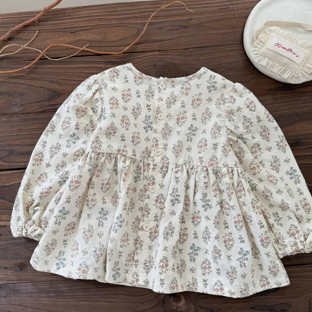 長袖シャツ・ブラウス フラワープリントシャーリングブラウス【mh0011152】