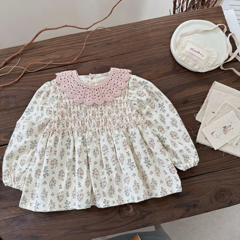 長袖シャツ・ブラウス フラワープリントシャーリングブラウス【mh0011152】