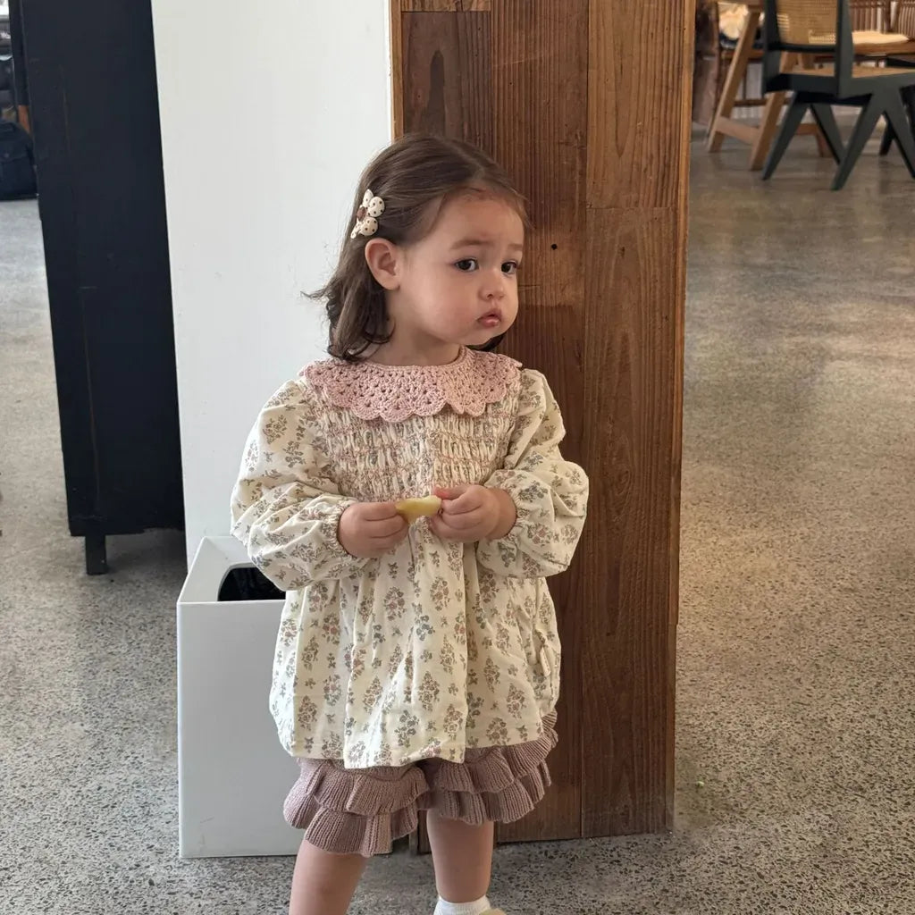 長袖シャツ・ブラウス フラワープリントシャーリングブラウス【mh0011152】