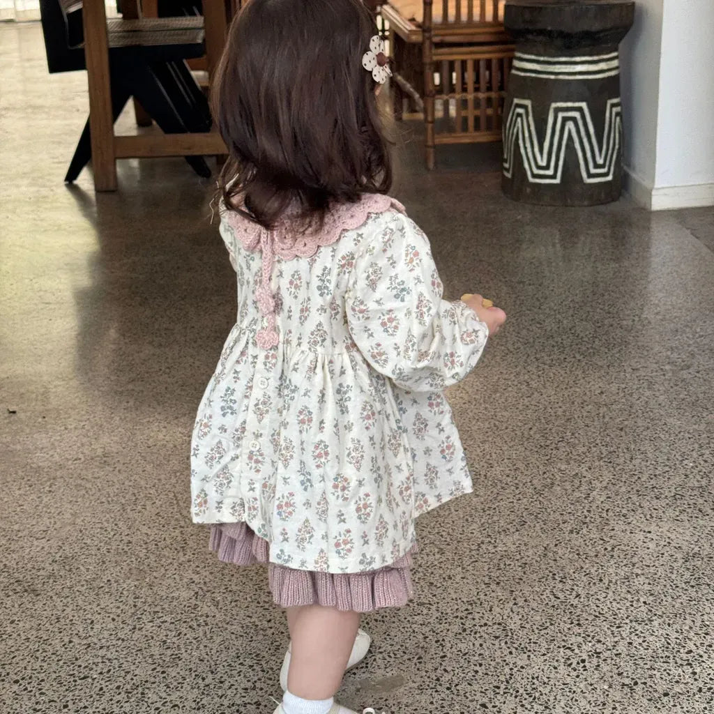 長袖シャツ・ブラウス フラワープリントシャーリングブラウス【mh0011152】