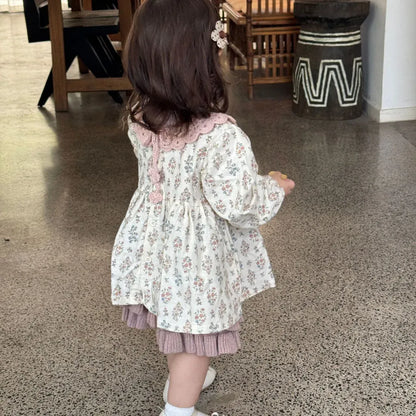 長袖シャツ・ブラウス フラワープリントシャーリングブラウス【mh0011152】