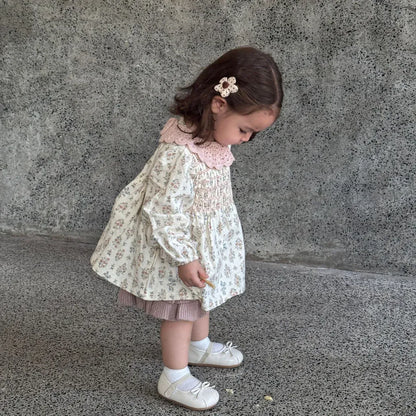 長袖シャツ・ブラウス フラワープリントシャーリングブラウス【mh0011152】