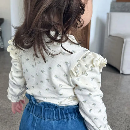 デニムパンツ 裾刺繍フリルウエストデニムワイドパンツ【mh0011153】