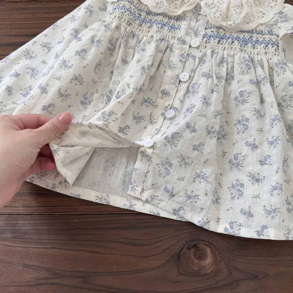 長袖シャツ・ブラウス フラワープリントシャーリングブラウス【mh0011154】