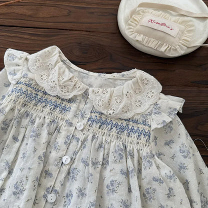 長袖シャツ・ブラウス フラワープリントシャーリングブラウス【mh0011154】