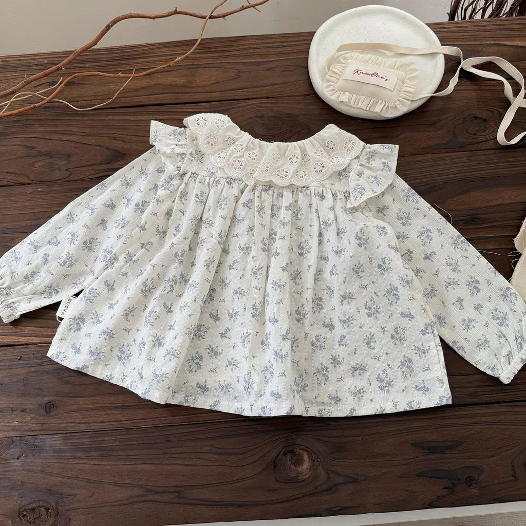 長袖シャツ・ブラウス フラワープリントシャーリングブラウス【mh0011154】