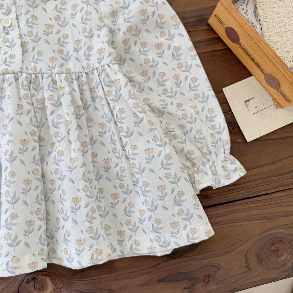 長袖シャツ・ブラウス 花柄刺繍シャーリングチュニックブラウス【mh0011155】