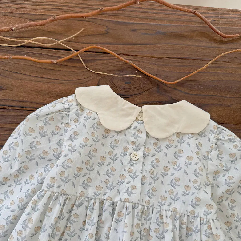 長袖シャツ・ブラウス 花柄刺繍シャーリングチュニックブラウス【mh0011155】