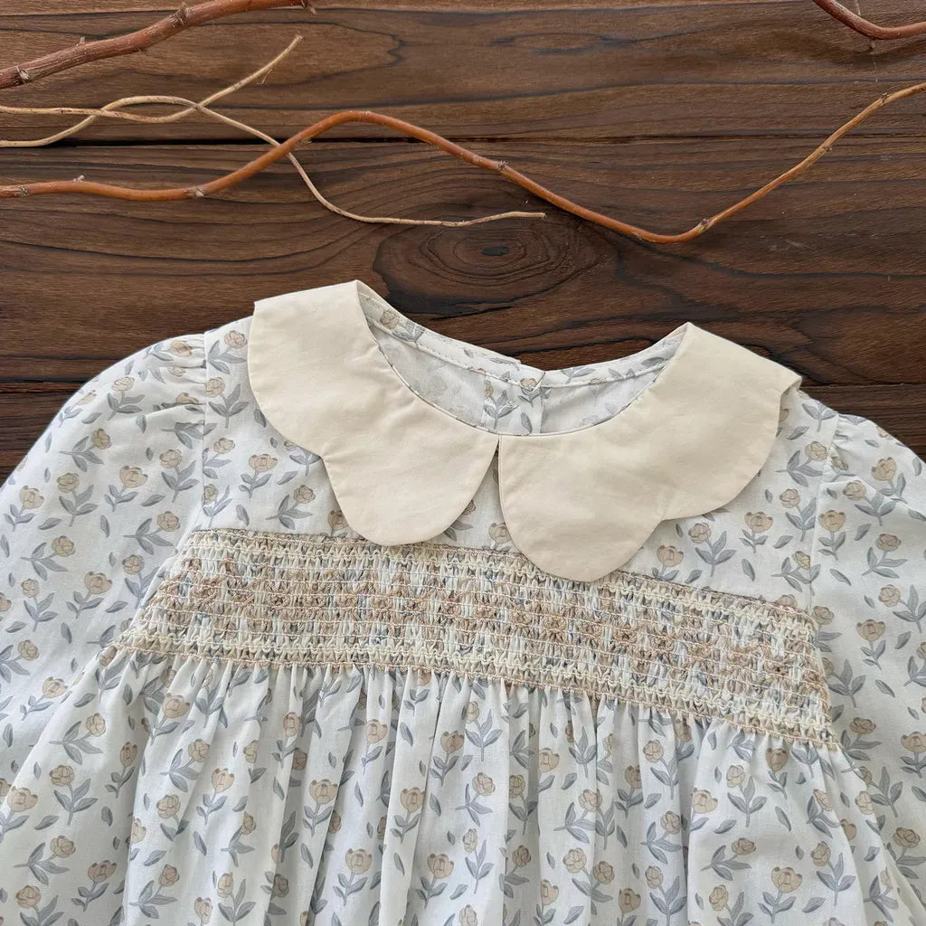 長袖シャツ・ブラウス 花柄刺繍シャーリングチュニックブラウス【mh0011155】