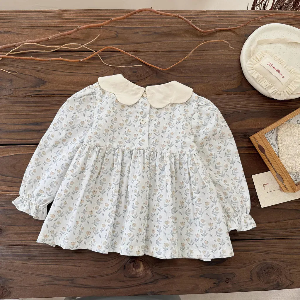 長袖シャツ・ブラウス 花柄刺繍シャーリングチュニックブラウス【mh0011155】