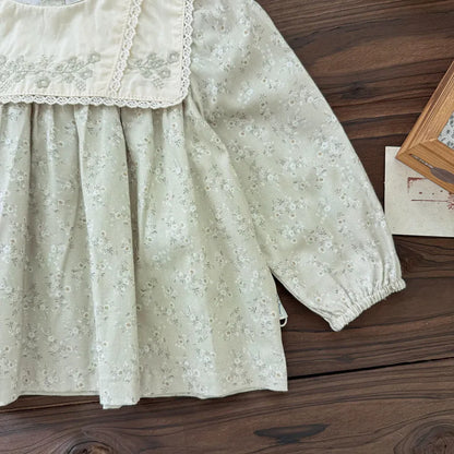 長袖シャツ・ブラウス 花柄刺繍ビッグ襟ブラウス【mh0011156】