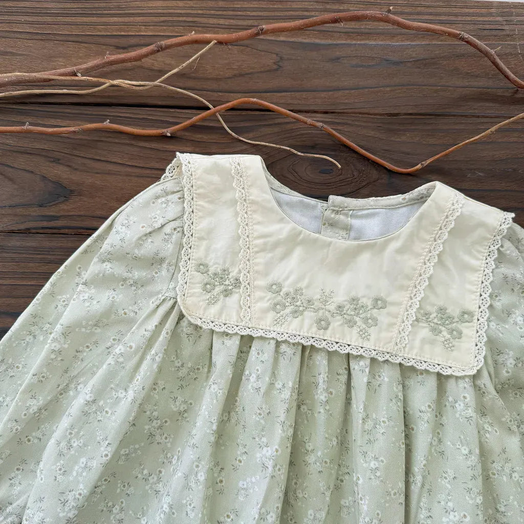 長袖シャツ・ブラウス 花柄刺繍ビッグ襟ブラウス【mh0011156】