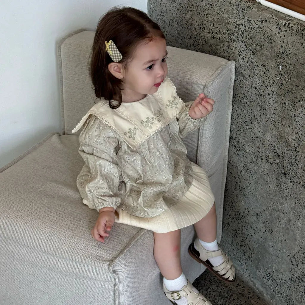 長袖シャツ・ブラウス 花柄刺繍ビッグ襟ブラウス【mh0011156】