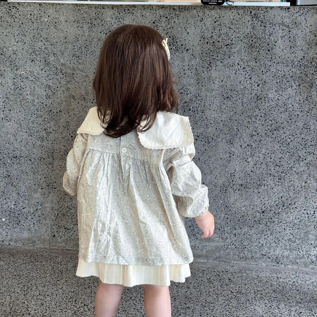 長袖シャツ・ブラウス 花柄刺繍ビッグ襟ブラウス【mh0011156】