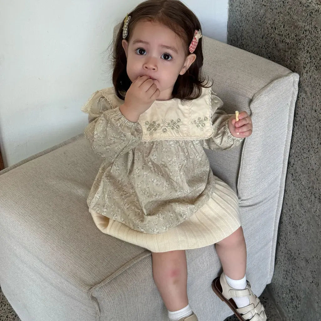 長袖シャツ・ブラウス 花柄刺繍ビッグ襟ブラウス【mh0011156】