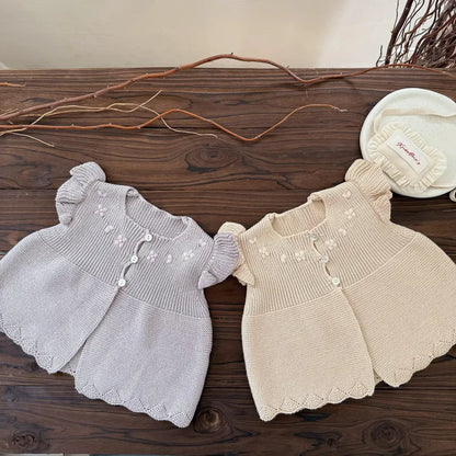 ベスト クロシェ刺繍フリルスリーブベスト【mh0011157】