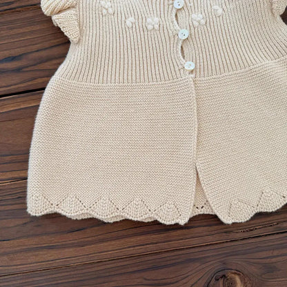 ベスト クロシェ刺繍フリルスリーブベスト【mh0011157】