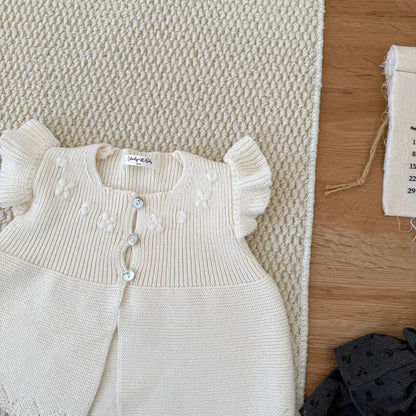 ベスト クロシェ刺繍フリルスリーブベスト【mh0011157】