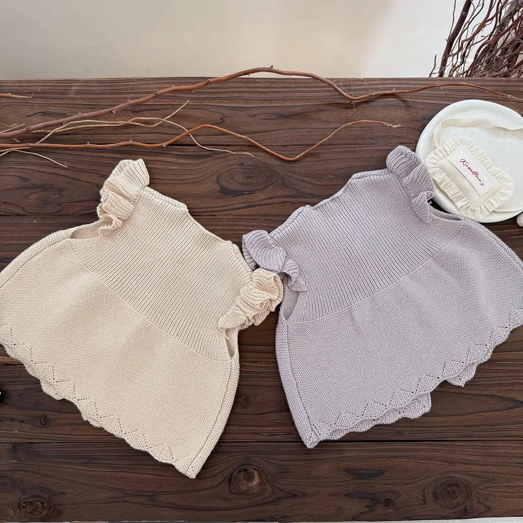 ベスト クロシェ刺繍フリルスリーブベスト【mh0011157】