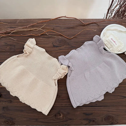 ベスト クロシェ刺繍フリルスリーブベスト【mh0011157】