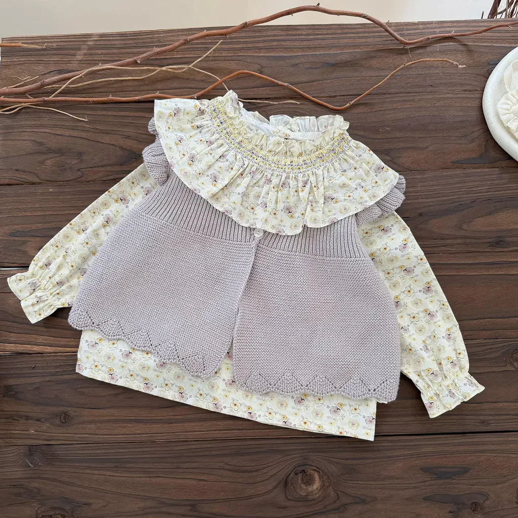 ベスト クロシェ刺繍フリルスリーブベスト【mh0011157】