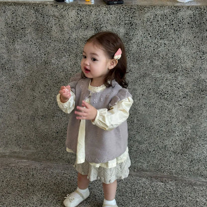 ベスト クロシェ刺繍フリルスリーブベスト【mh0011157】