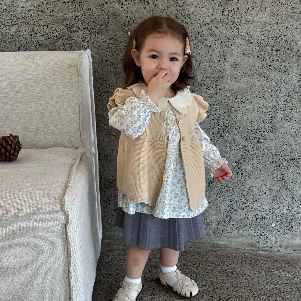 ベスト クロシェ刺繍フリルスリーブベスト【mh0011157】