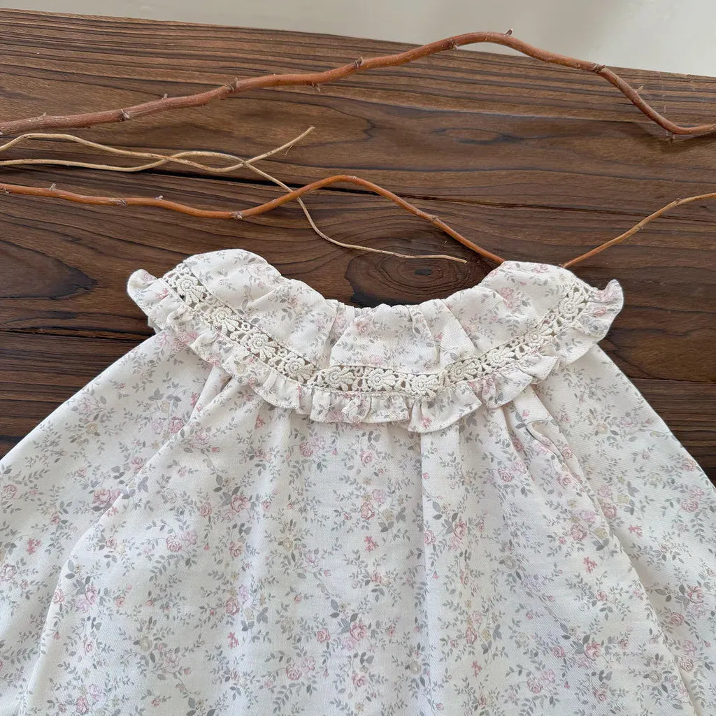 長袖シャツ・ブラウス レースフリルビッグカラー花柄ブラウス【mh0011158】