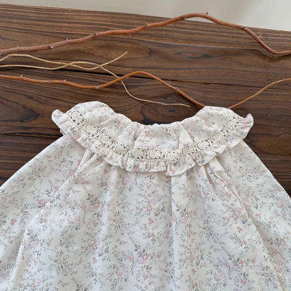 長袖シャツ・ブラウス レースフリルビッグカラー花柄ブラウス【mh0011158】