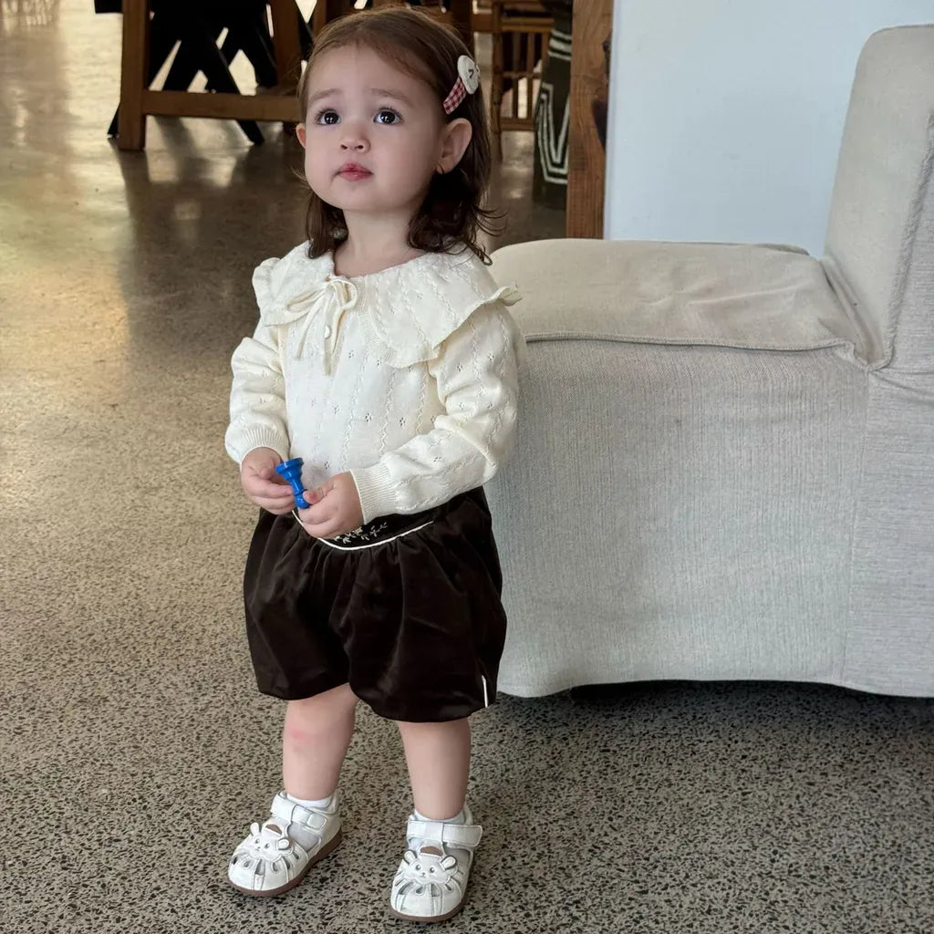 ハーフパンツ・ショートパンツ 刺繍入りベルベットカボチャパンツ【mh0011159】