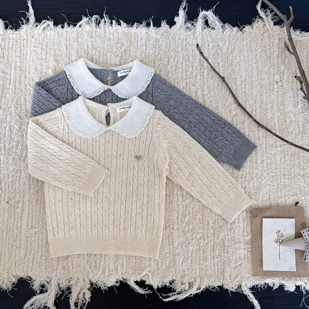 ニット・セーター リボンレース丸襟ニットトップス【mh0011163】