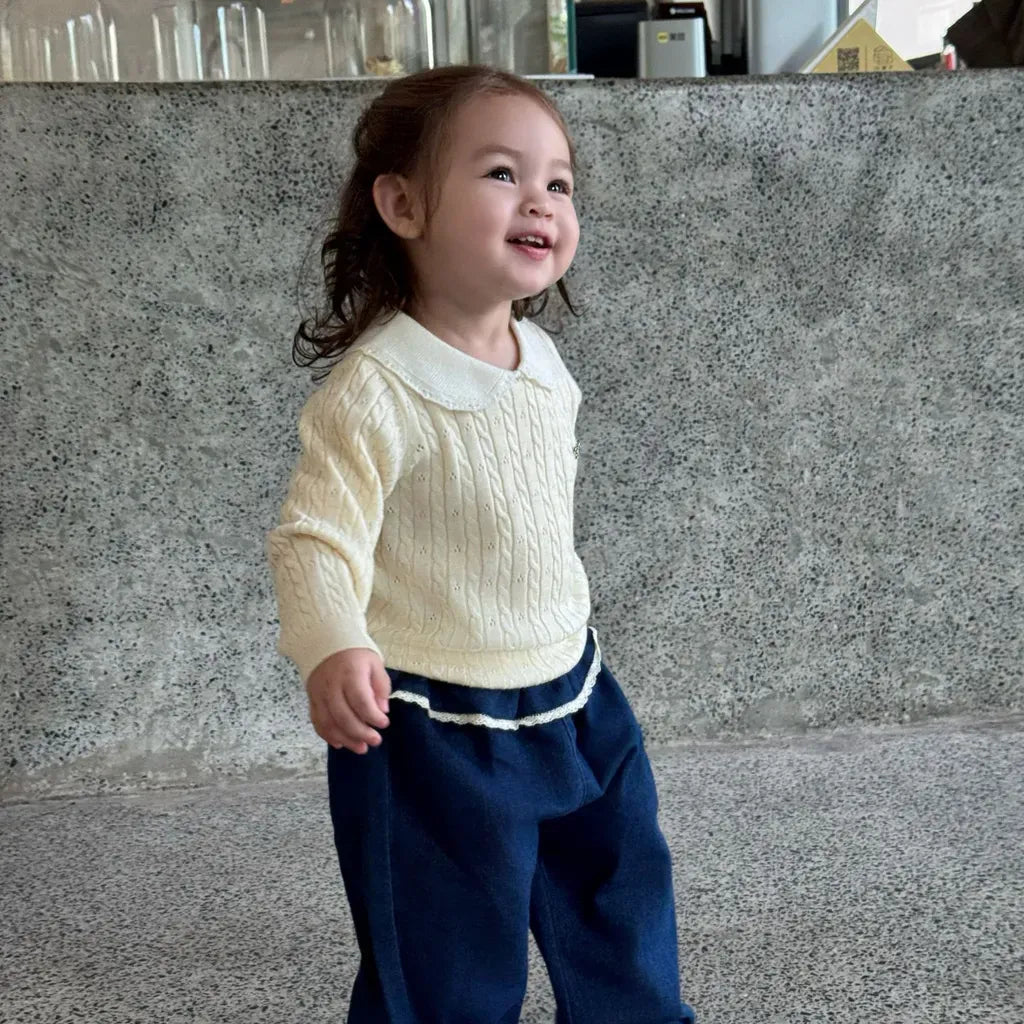 ニット・セーター リボンレース丸襟ニットトップス【mh0011163】