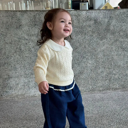 ニット・セーター リボンレース丸襟ニットトップス【mh0011163】