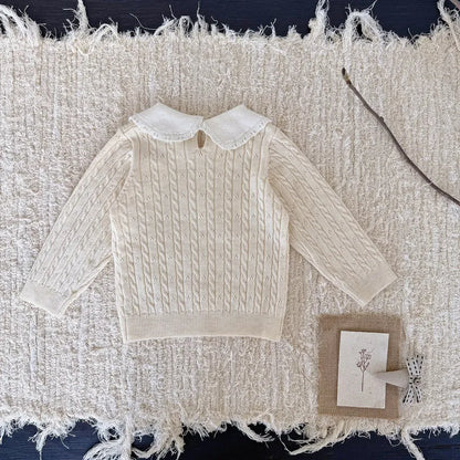 ニット・セーター リボンレース丸襟ニットトップス【mh0011163】