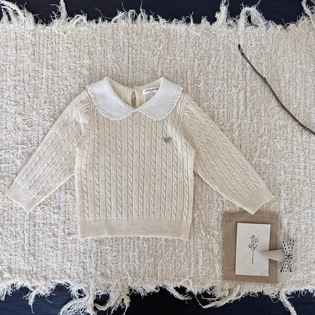 ニット・セーター リボンレース丸襟ニットトップス【mh0011163】