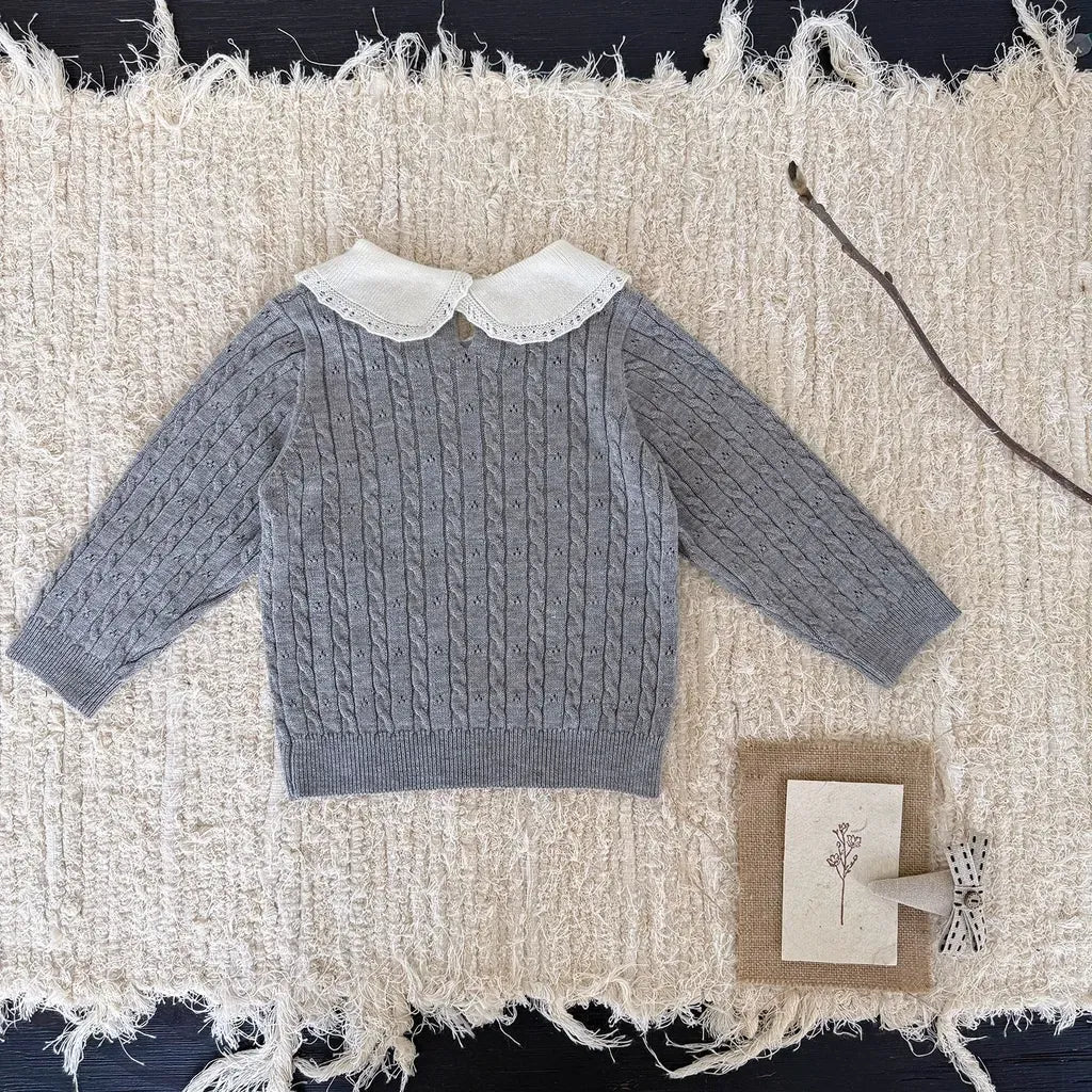 ニット・セーター リボンレース丸襟ニットトップス【mh0011163】