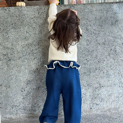 サロペットパンツ・サスペンダーパンツ フラワー刺繍フリルデニムサロペット【mh0011164】