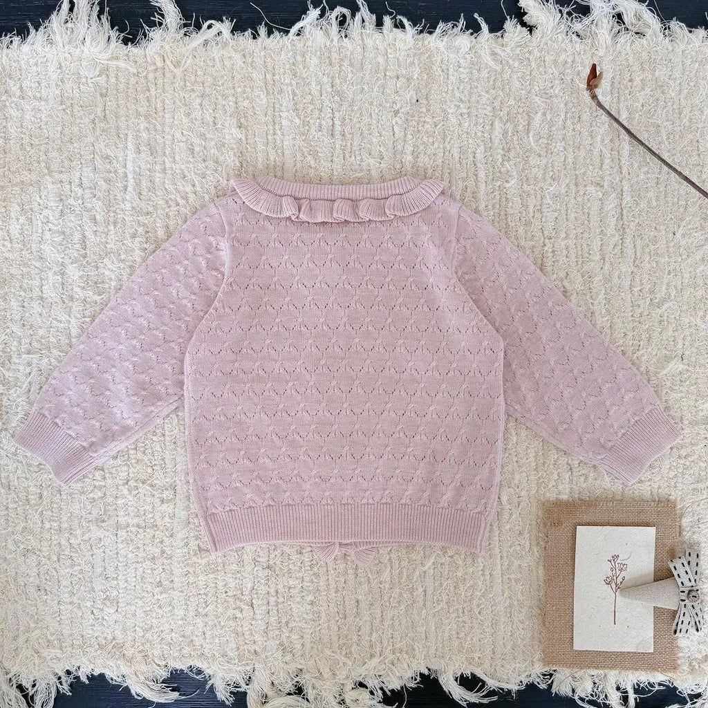 カーディガン・パーカー クロシェ編みフリルニットカーディガン【mh0011165】