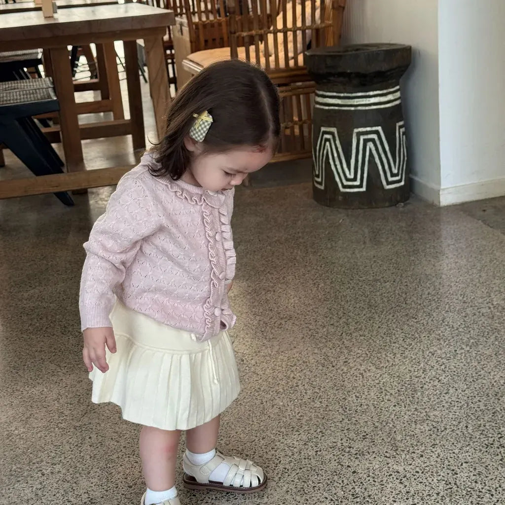 カーディガン・パーカー クロシェ編みフリルニットカーディガン【mh0011165】