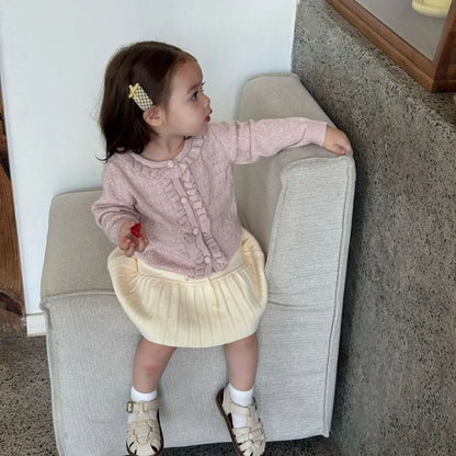 カーディガン・パーカー クロシェ編みフリルニットカーディガン【mh0011165】